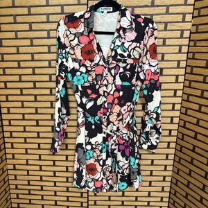 Express Black Floral The‎ Portifino Shirt Dress Size Small